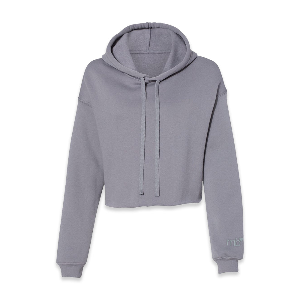 MB Heart Logo Embroidered Cropped Gray Hoodie – Warner Music Canada
