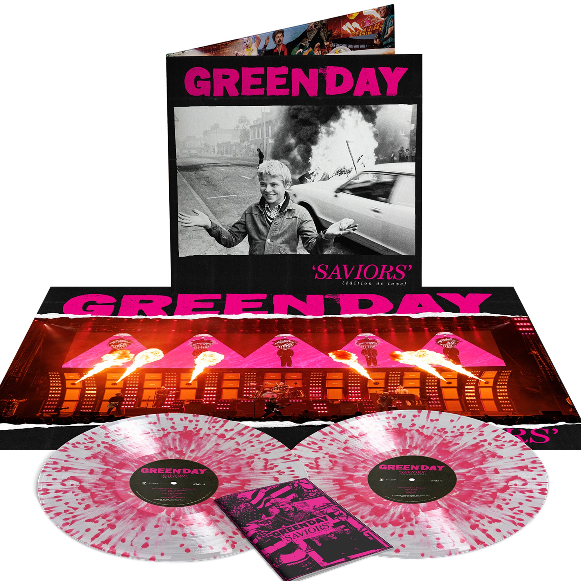 Saviors (édition de luxe) Clear With Pink Splatter VInyl 2LP + Store Exclusive Poster and Zine