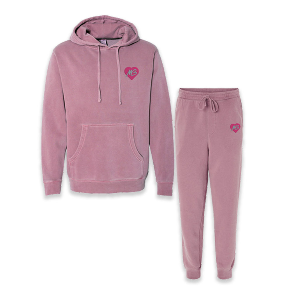 MB Heart Logo Embroidered Mauve Sweatsuit Set