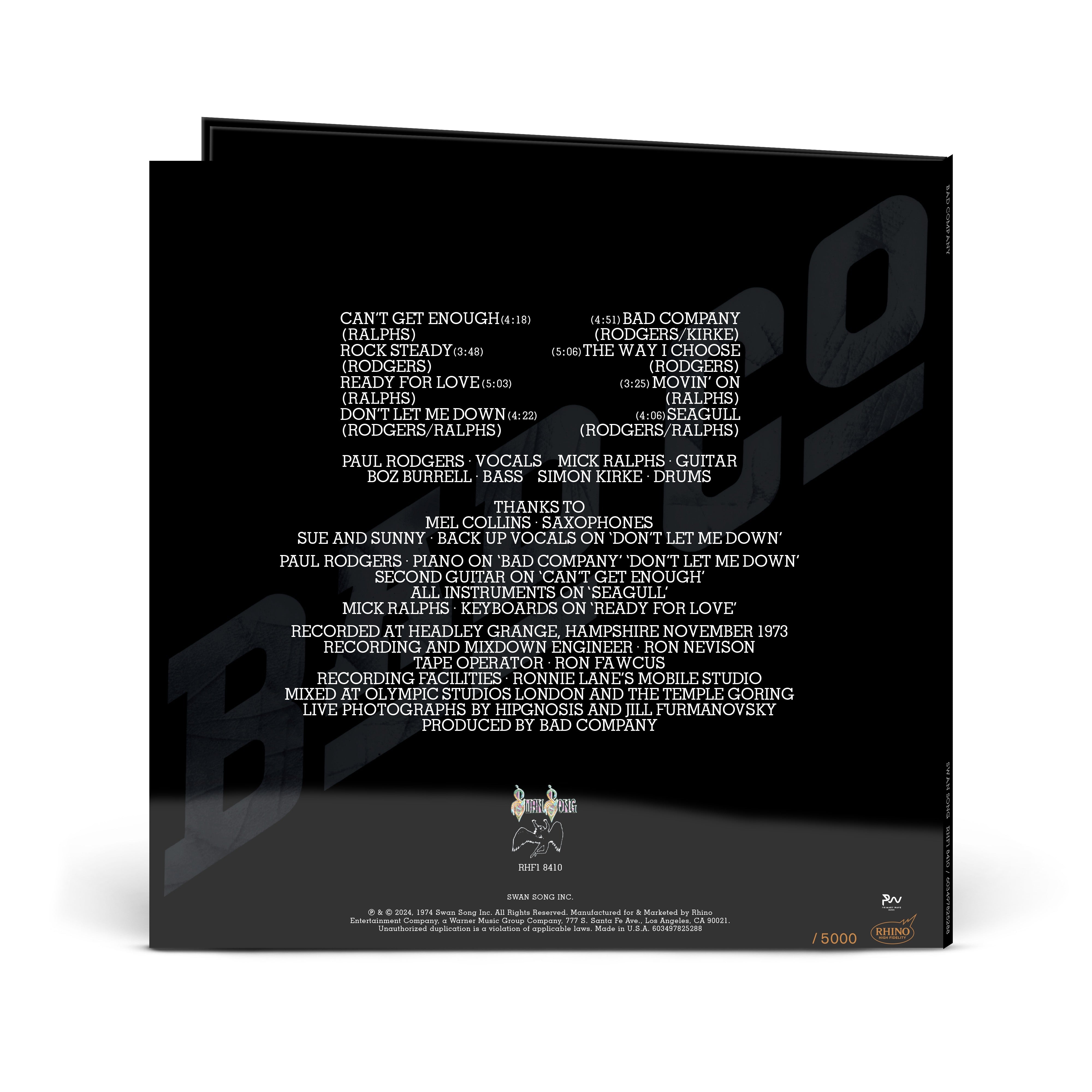 Bad Company (Rhino High Fidelity) Vinyl [LP] – Warner Music Canada