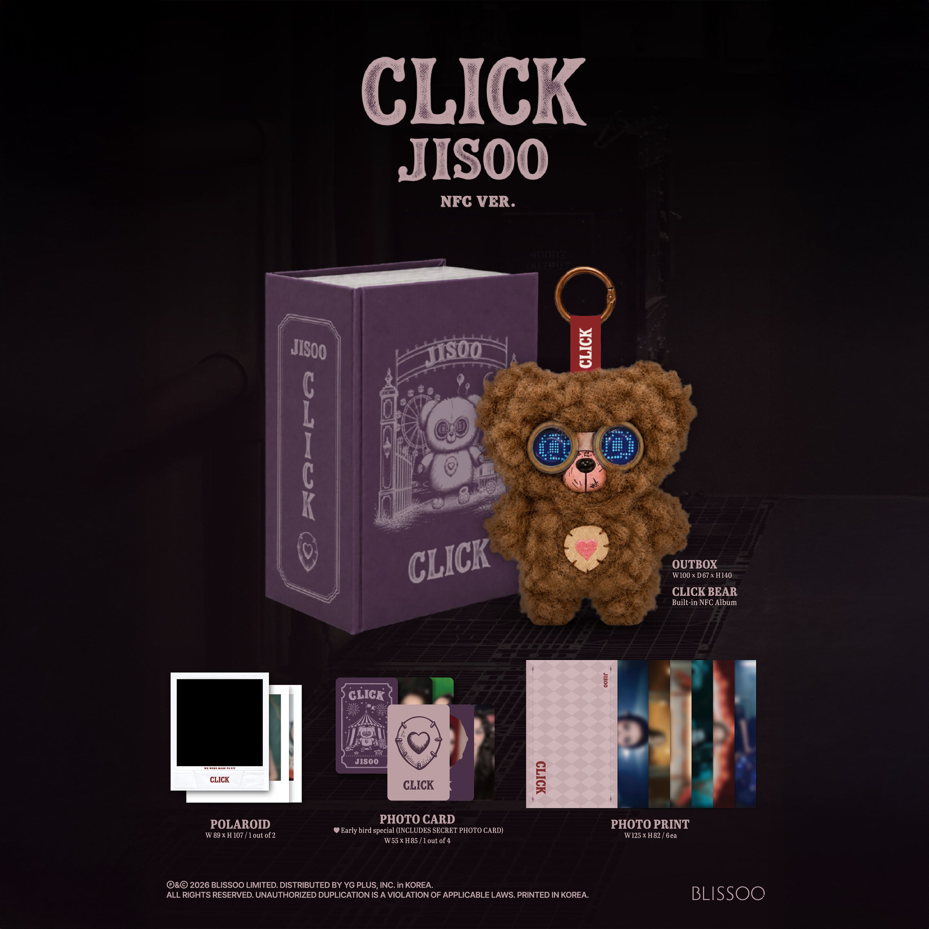 JISOO Single Album [CLICK] CLICK BABY BEAR NFC VER.
