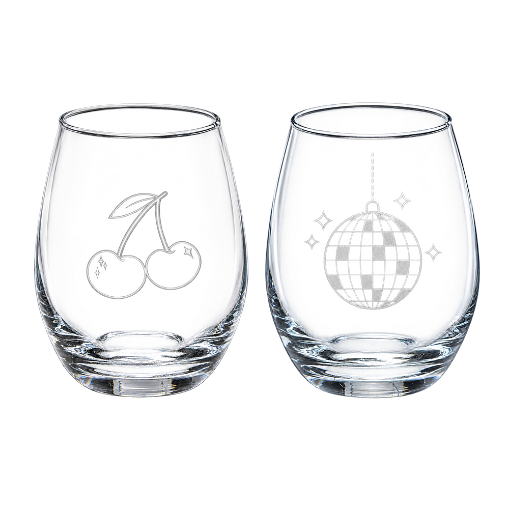 Holiday Things Stemless Wine Glass (Set of 2)
