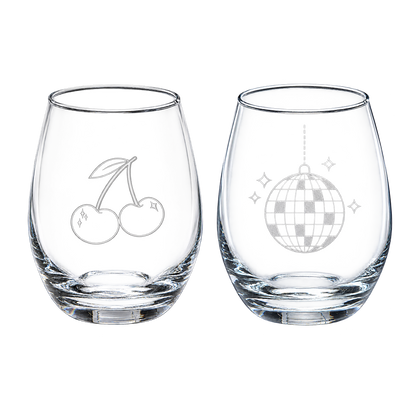 Holiday Things Stemless Wine Glass (Set of 2)