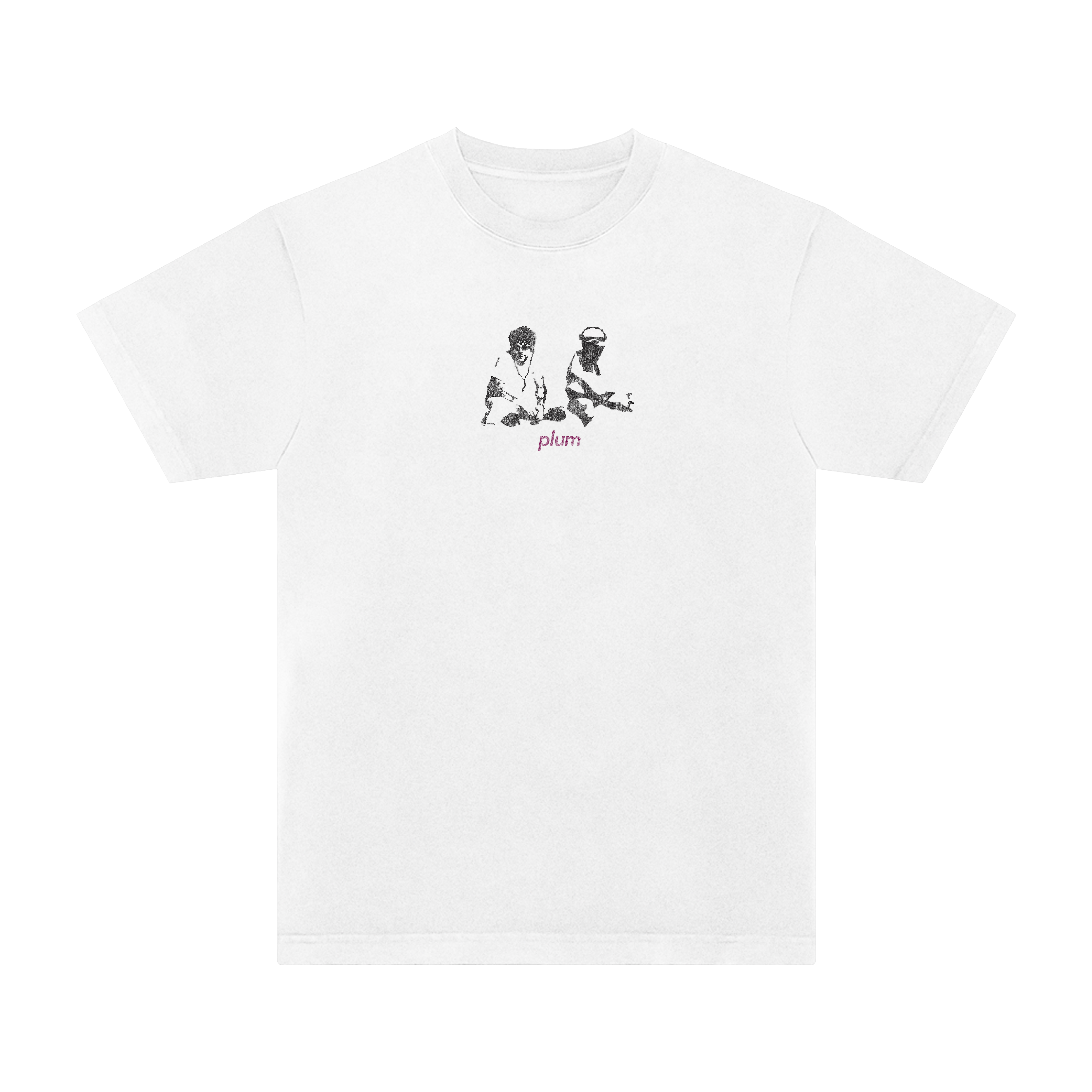 plum photo white tee
