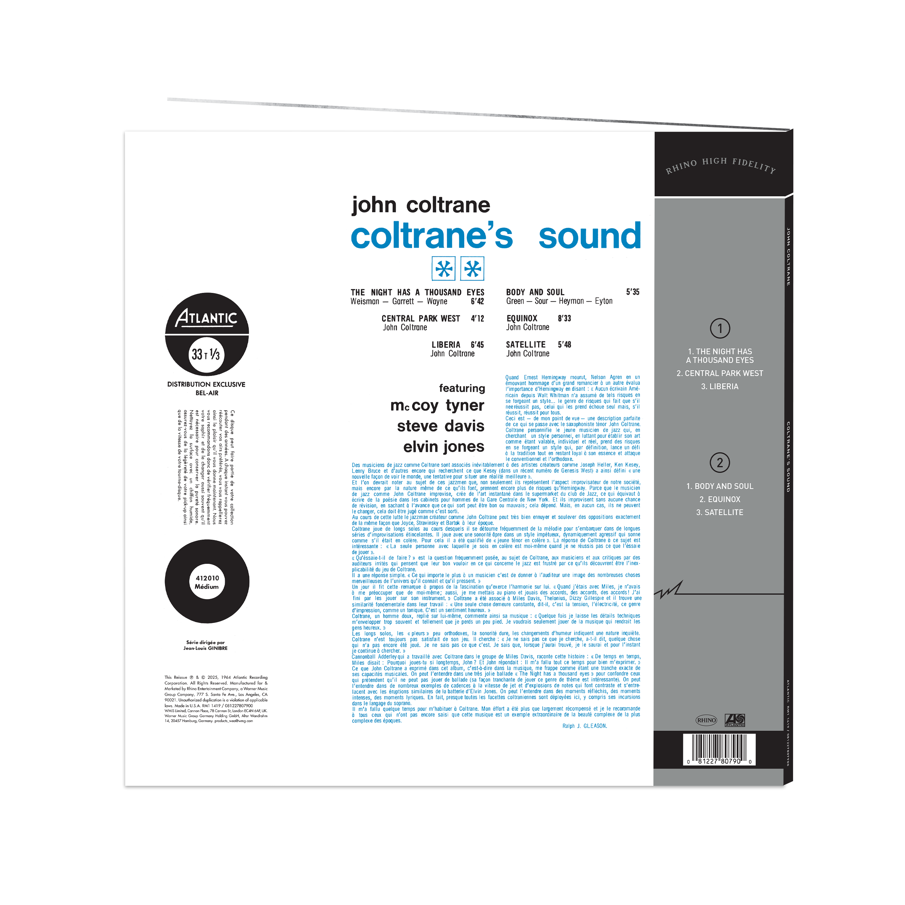 Coltrane's Sound (Mono) (Rhino High Fidelity) (Unnumbered) Vinyl [LP]