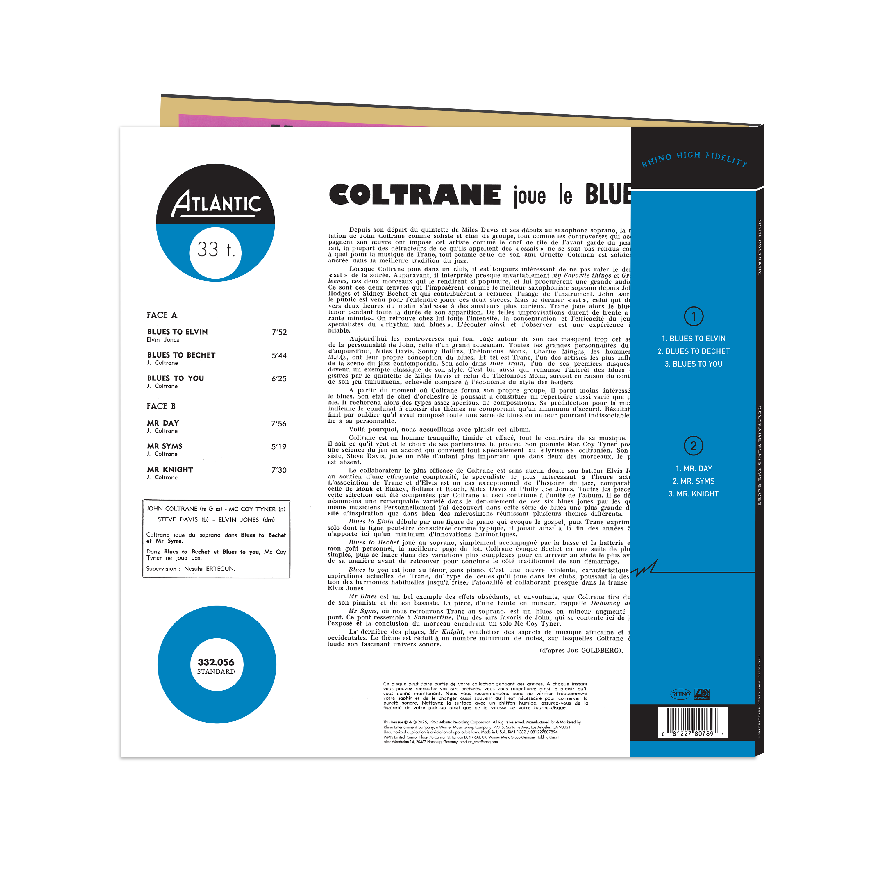 Coltrane Plays The Blues (Mono) (Rhino High Fidelity) (Unnumbered) Vinyl [LP]