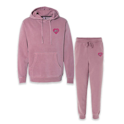 MB Heart Logo Embroidered Mauve Sweatsuit Set